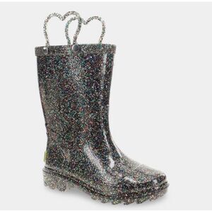 Western Chief Girls Glitter Rubber Pull On Waterproof Rain Boots 8 NEW Light Up